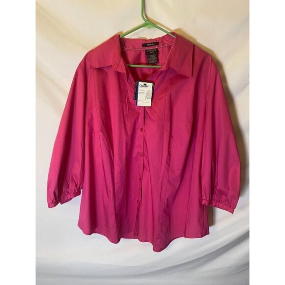 New Nwt George Barbiecore Pink Career Button Up Shirt Womens Plus SIze 3X 22w 24 - Picture 1 of 2